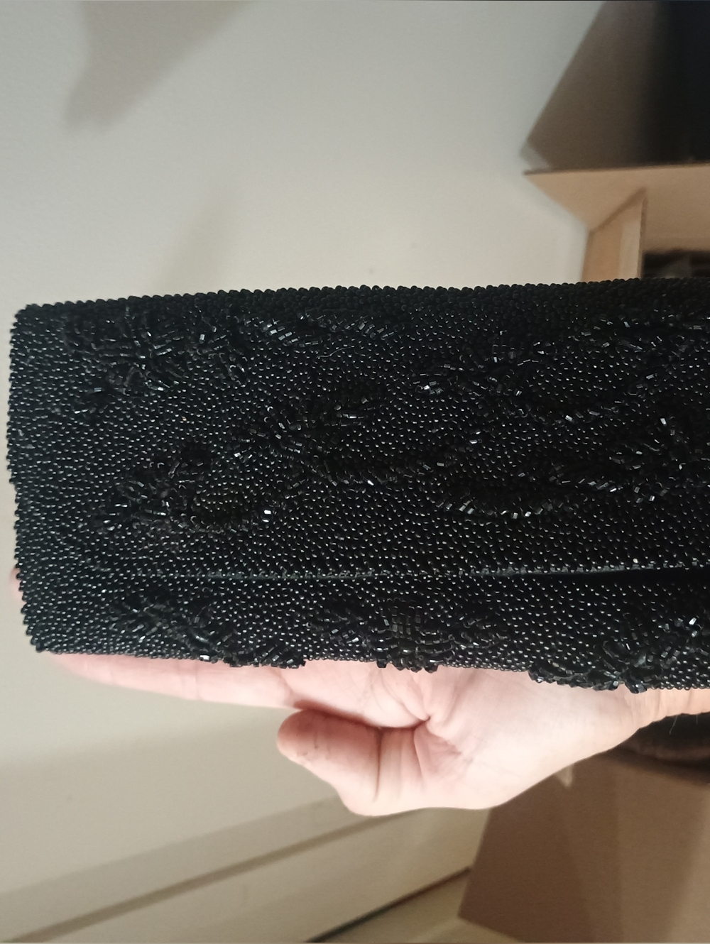 Vintage Grandmother's Black Beaded Evening Clutch